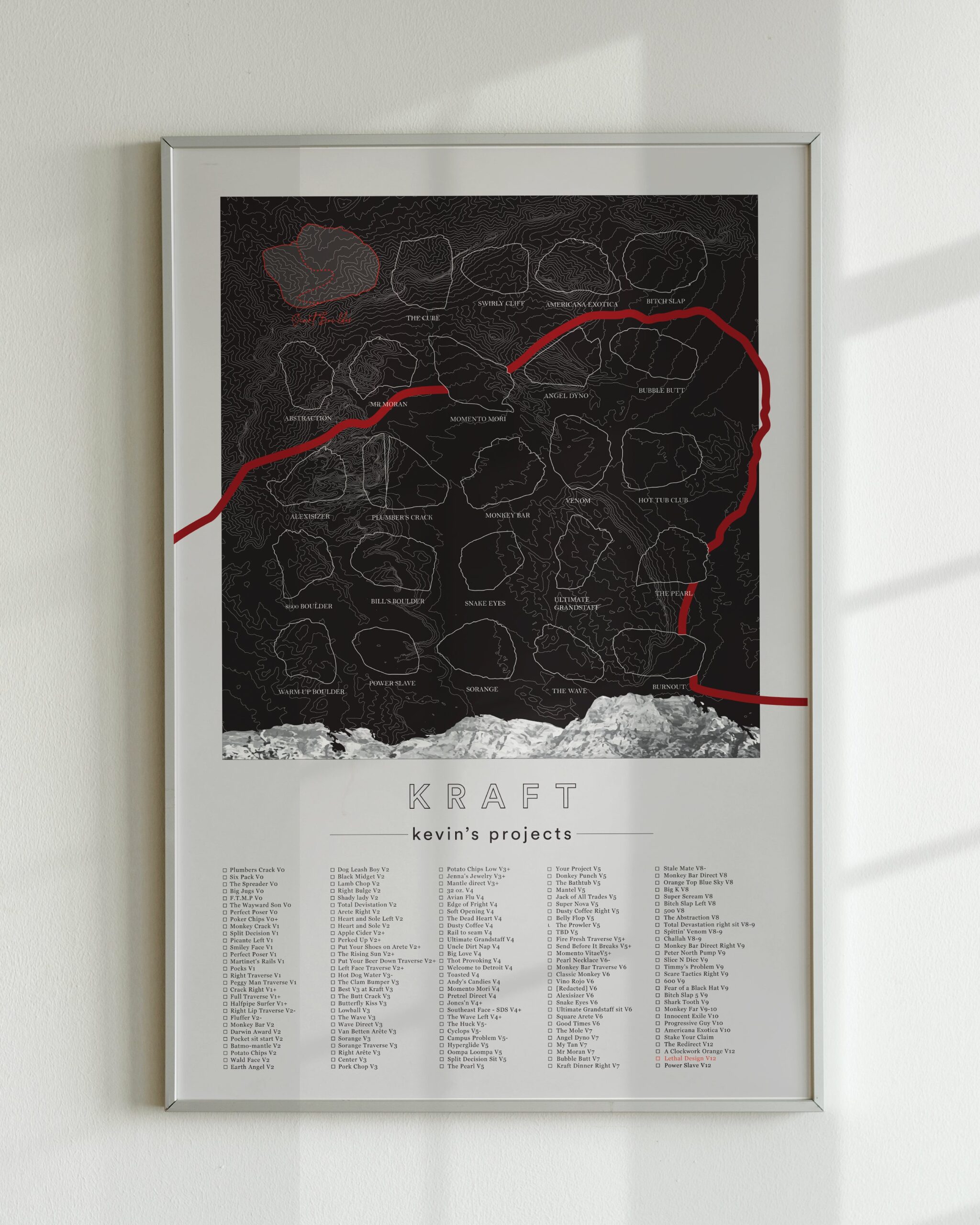 RedRocksKraftBoulderingBlackTicklistPoster