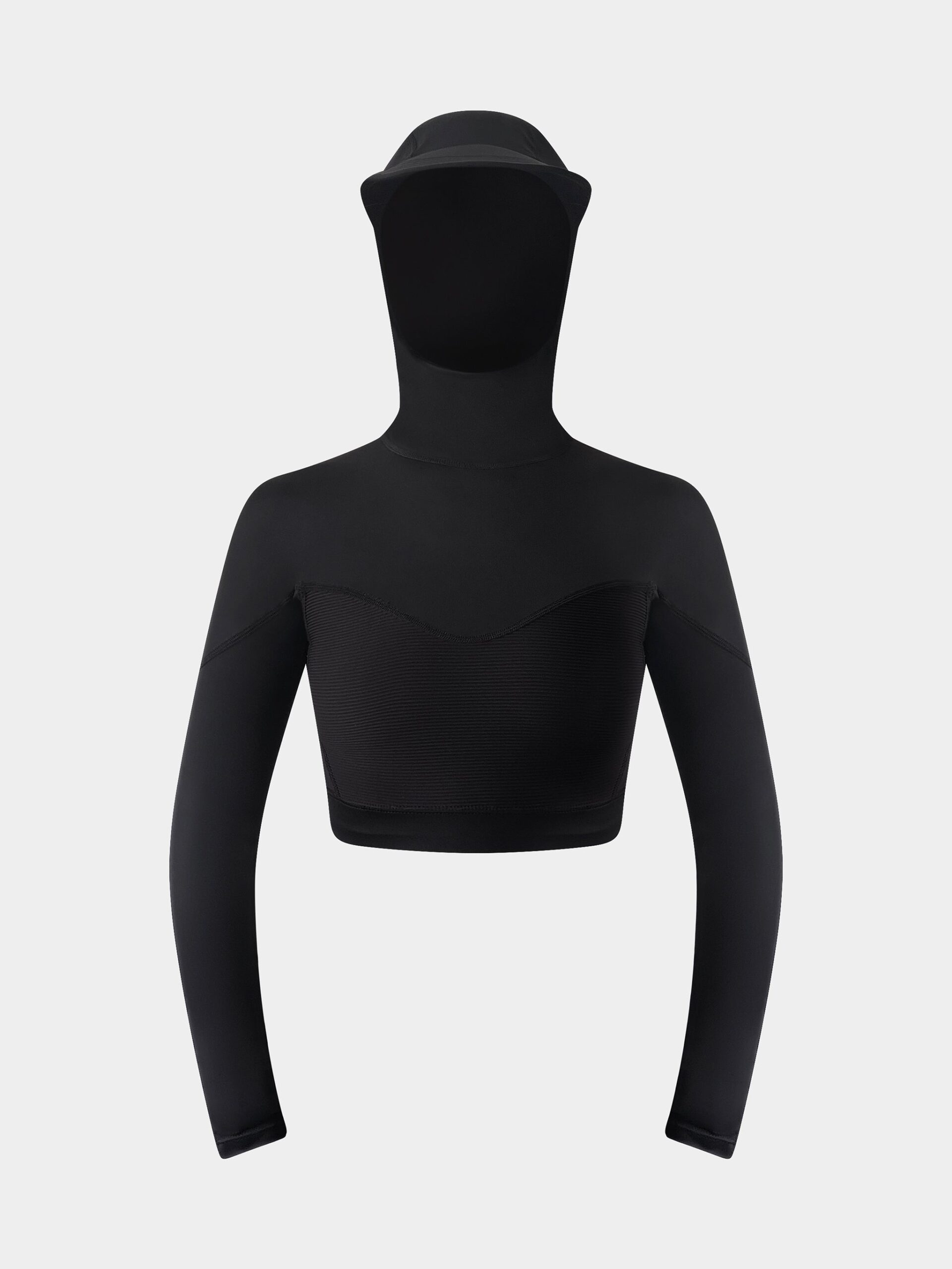 upf50-woman-hooded-rash-guard-keramas-recycled-nylon-vampire-surf-club-black-front-flat